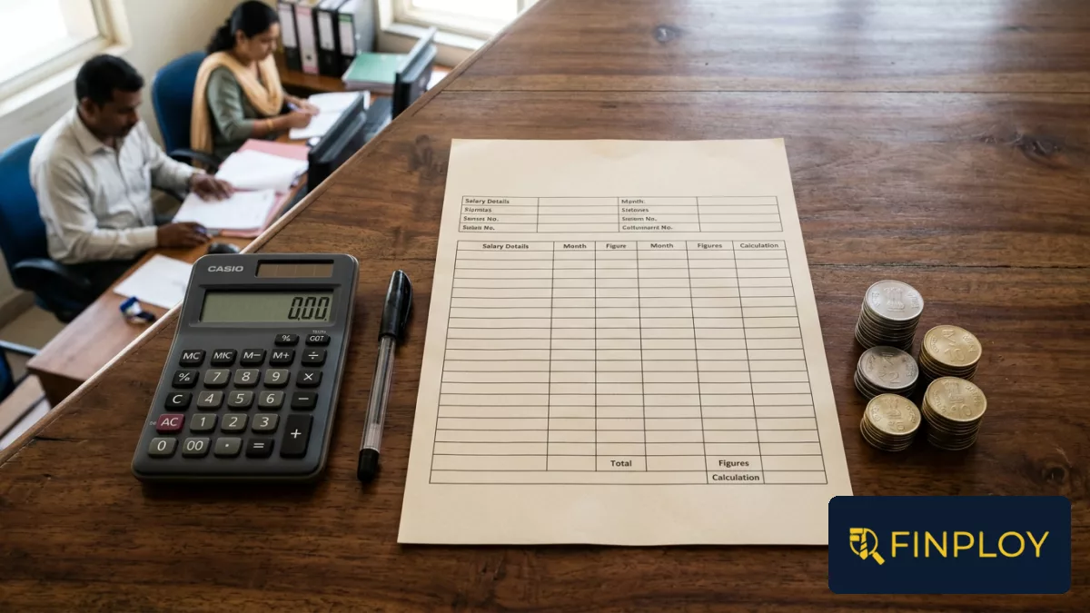 An Indian professional reviewing compensation structures and calculating monthly in-hand salary from CTC.