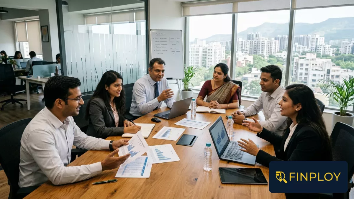 Professionals working in a corporate office environment at Bajaj Housing Finance.